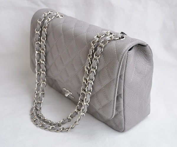 7A Replica Chanel Jumbo A28600 Gray Caviar with Silver Hardware Flap Bags